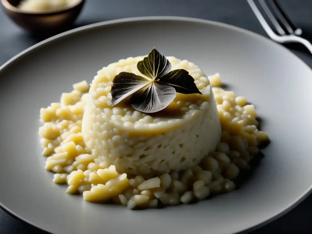 Plato de risotto de trufa blanca en la Feria de la Trufa en Italia