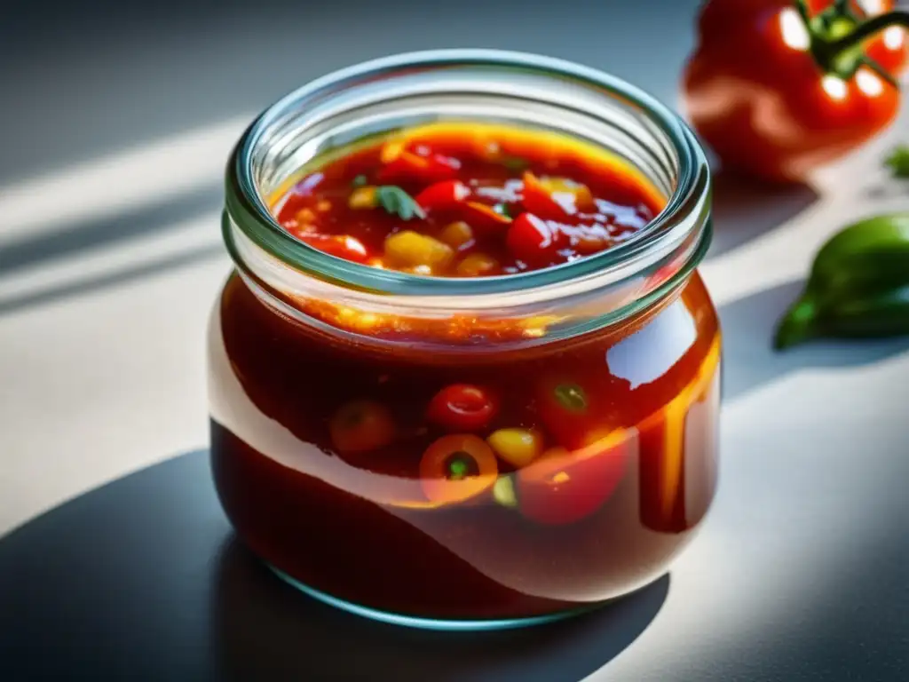 Conservación de alimentos en salsa - Deliciosa imagen abstracta que resalta la belleza de los alimentos preservados en salsa