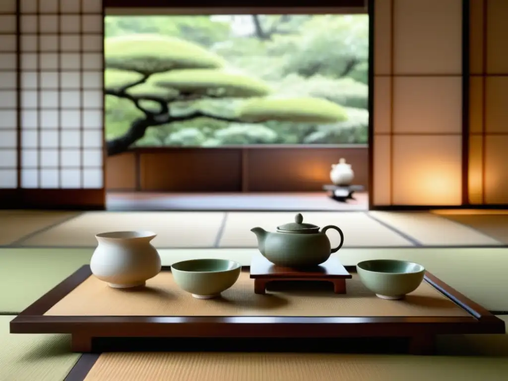 Imagen fascinante de una serena ceremonia del té japonés con estética minimalista - cocina asiática