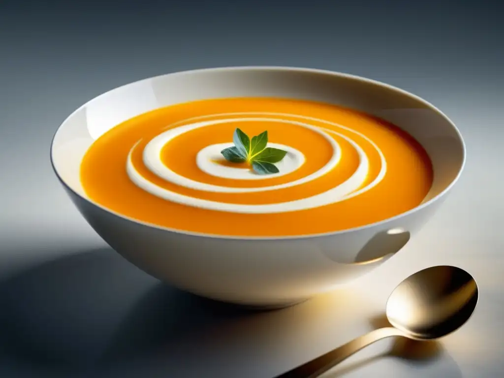 Deliciosa sopa de calabaza con crema en cuenco abstracto - Preparaciones de Sopas y Cremas: Delicias para Todo el Año