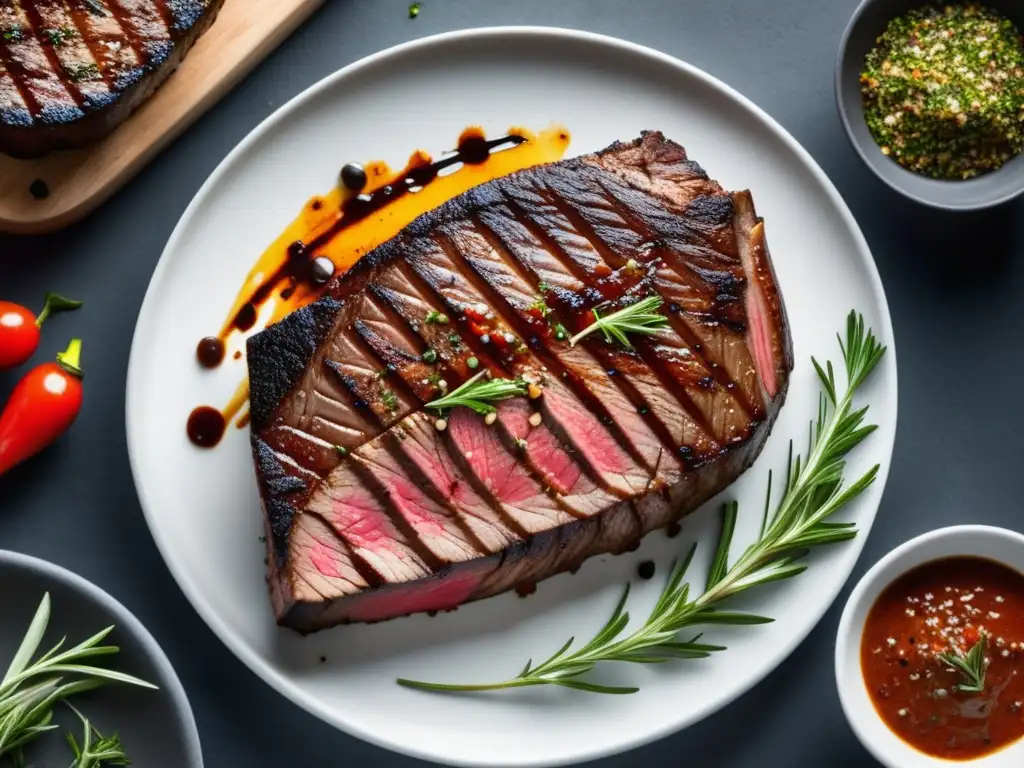 Las Carnes más Valoradas en la Alta Cocina: filete de res perfectamente asado con hierbas y especias