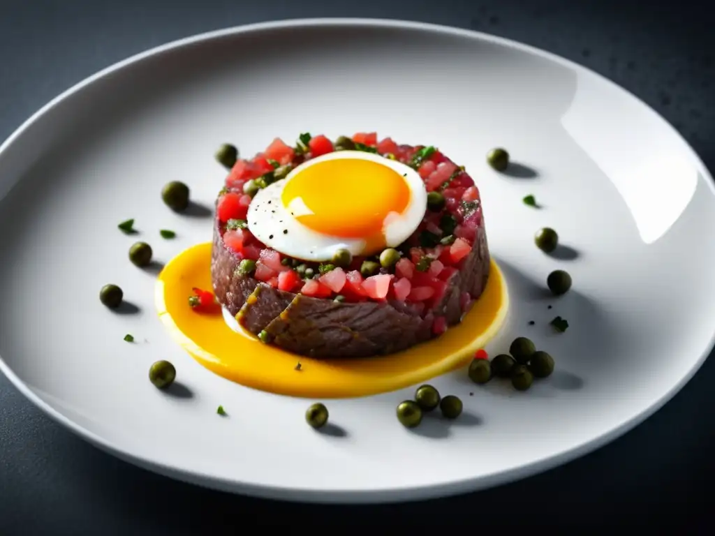 Delicioso steak tartar, presentado con elegancia y calidad