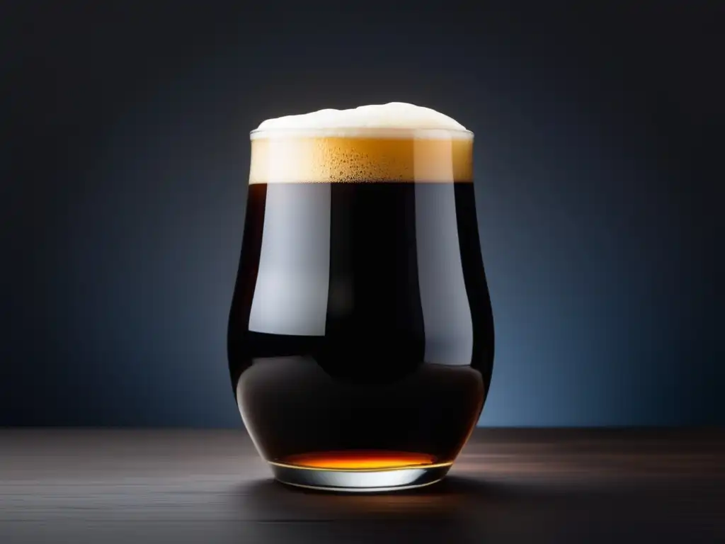 Cerveza stout: oscura y misteriosa, con un vaso transparente lleno