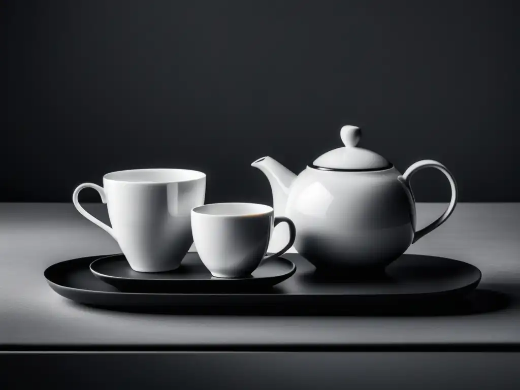 Té y café maridan con elegancia en una imagen minimalista de una armoniosa mesa con cerámica exquisita