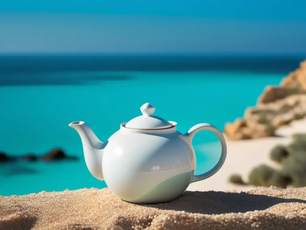 La magia del té en la Cocina Mediterránea - Teapot on serene coastline