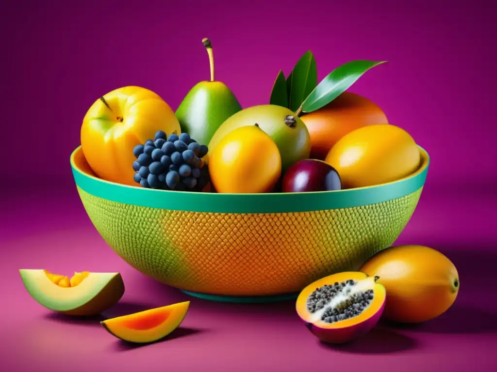 Frutas exóticas en vibrante composición: Exotismo y tradición