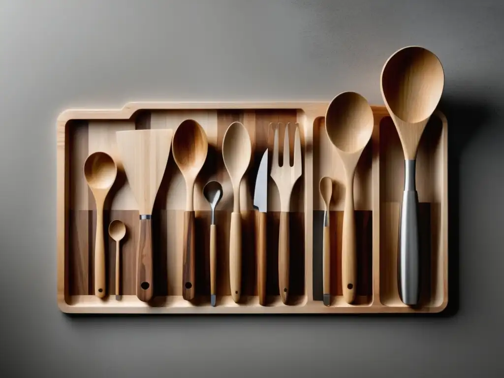 Utensilios de cocina de madera y acero inoxidable, sostenibles y sin plástico