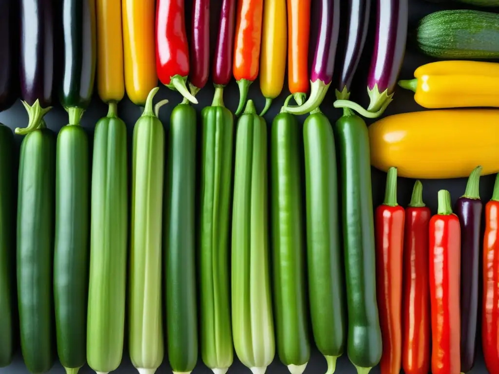 Hortalizas mexicanas en gastronomía: imagen minimalista y colorida de nopales, chiles y calabacitas