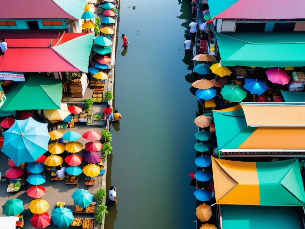 Comida callejera en Filipinas: Calle vibrante llena de puestos de comida y vendedores locales