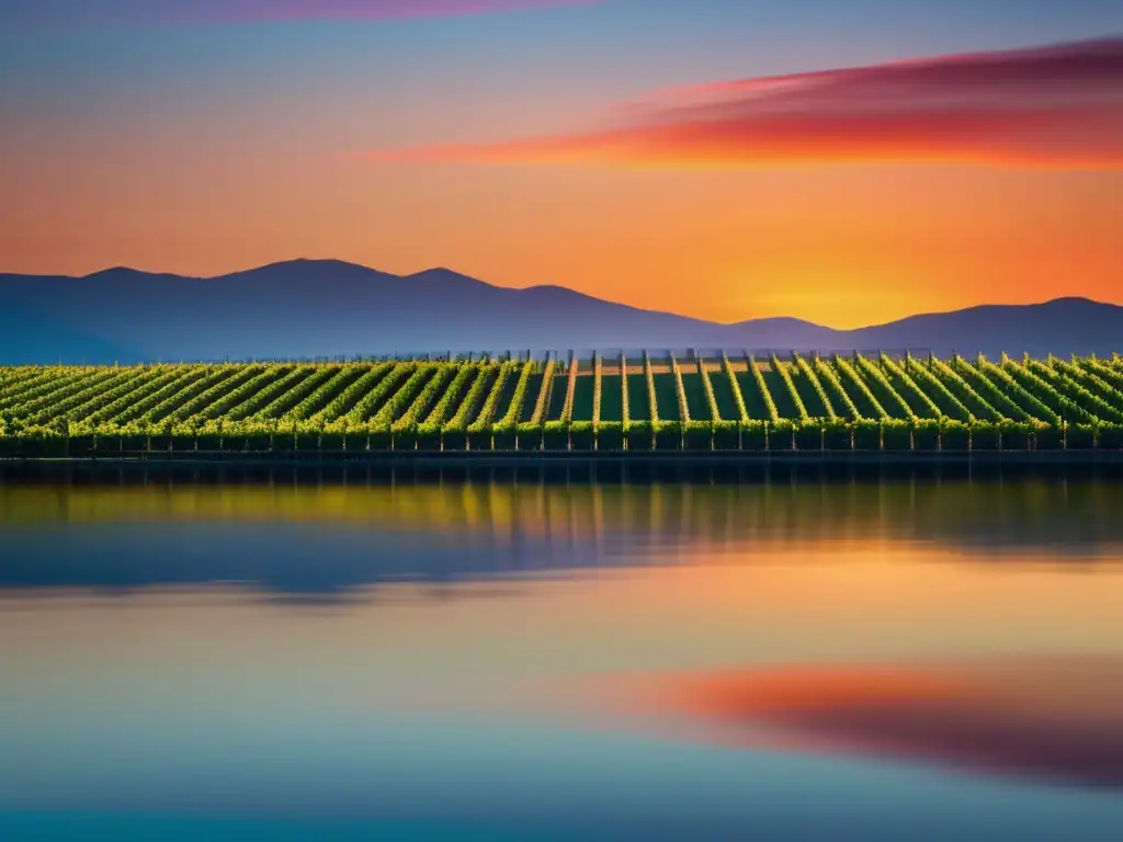 Imagen de una viña al atardecer, destacando la belleza y singularidad de los vinos fortificados