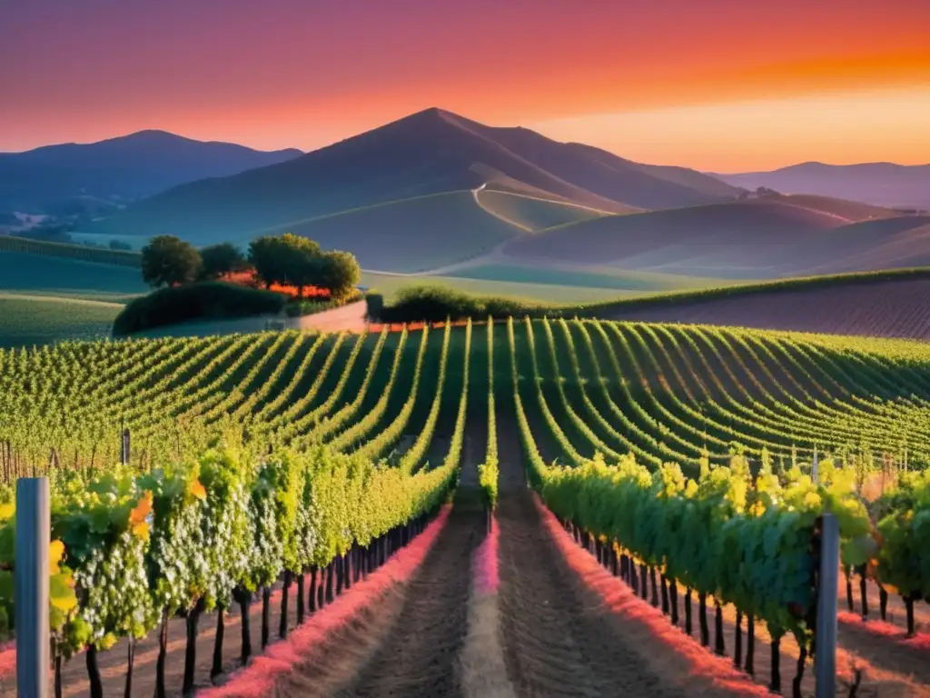 Vinos Naturales: Paisaje de viñedos al atardecer