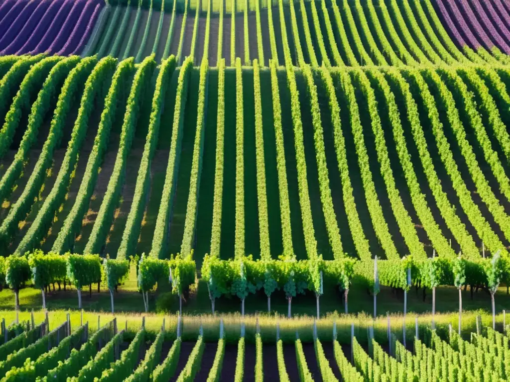 Vinos Franceses Famosos: Viñedo abstracto y minimalista en el campo francés