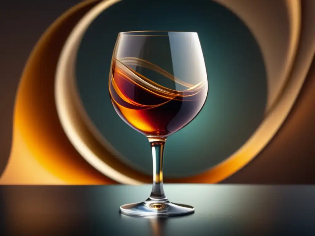 Vinos Fortificados: Una Experiencia Gastronómica Única - Copa de Sherry ámbar, 8K, detalles precisos, fondo abstracto dorado y cobre