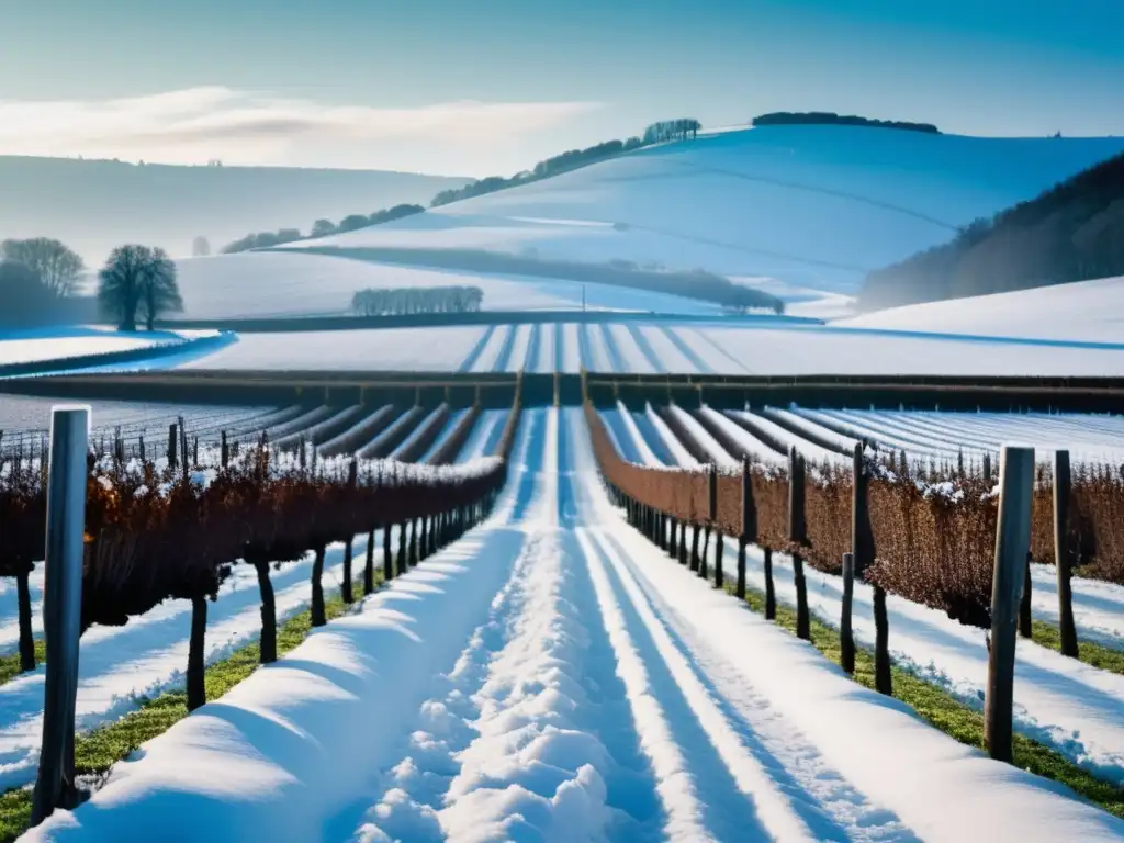 Paisaje invernal de viñedo para 