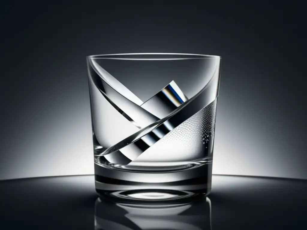 Imagen 8k de vodka: pureza y elegancia en un vaso de cristal con hielo