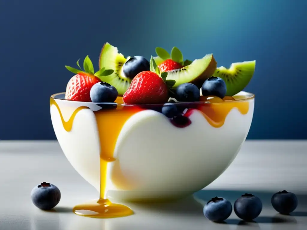 Yogur blanco cremoso con frutas frescas y miel - Propiedades Nutricionales del Yogur: Más que Probióticos