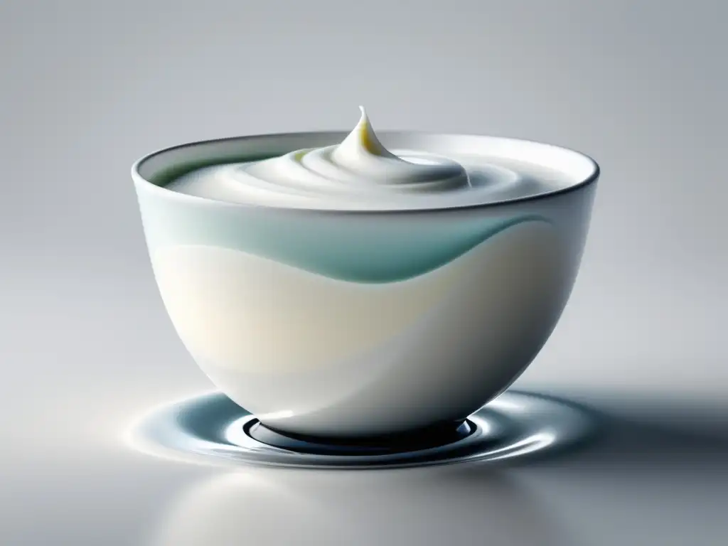 Imagen detallada en 8k de yogurt minimalista y abstracto - El Yogur: Un Ingrediente Secreto en la Panadería